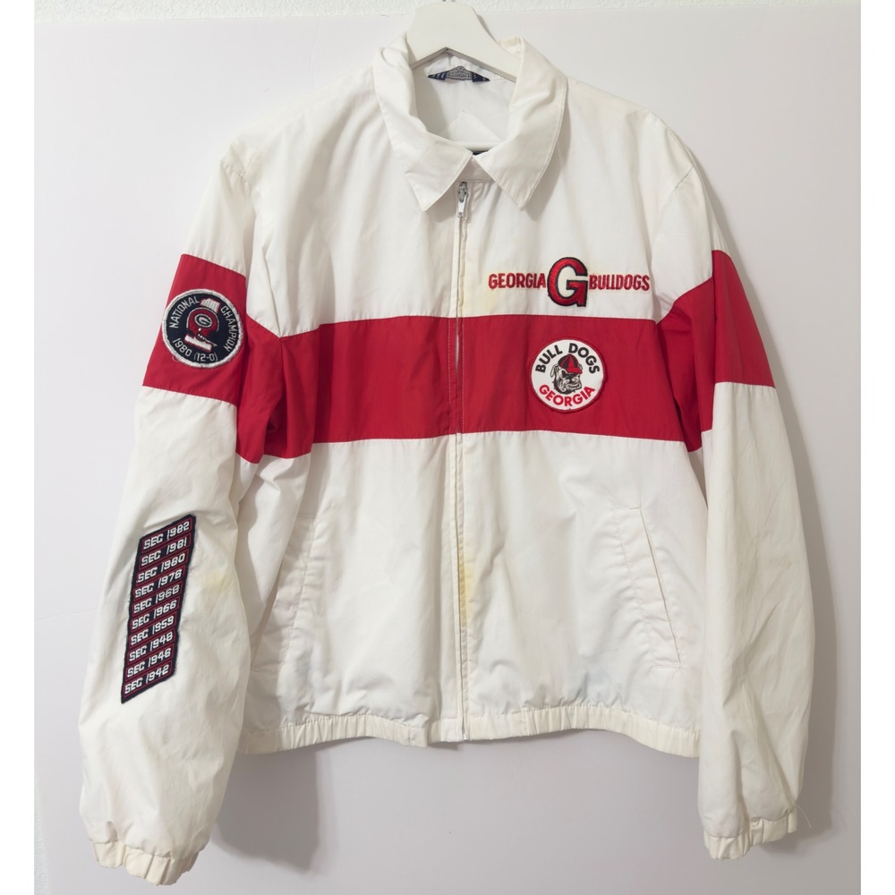Vintage Georgia Bulldogs Jacket Mens L White Red Vintage 1980 National Champs